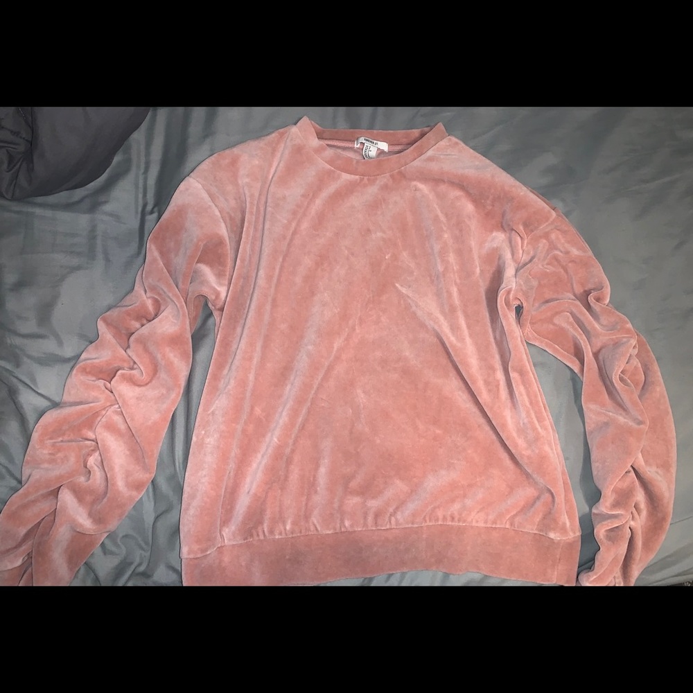 Dusty Rose Velour Crewneck Pullover